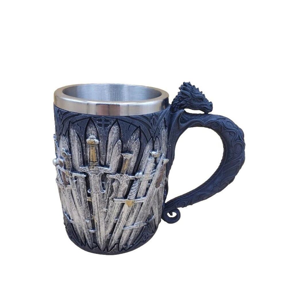 Nemesis Now Sword Tankard Stainless Steel & Resin Stein Mug "GOT Dragon"